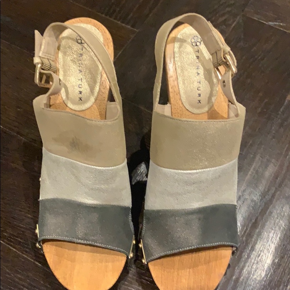 Trina Turk wooden heel leather sandals